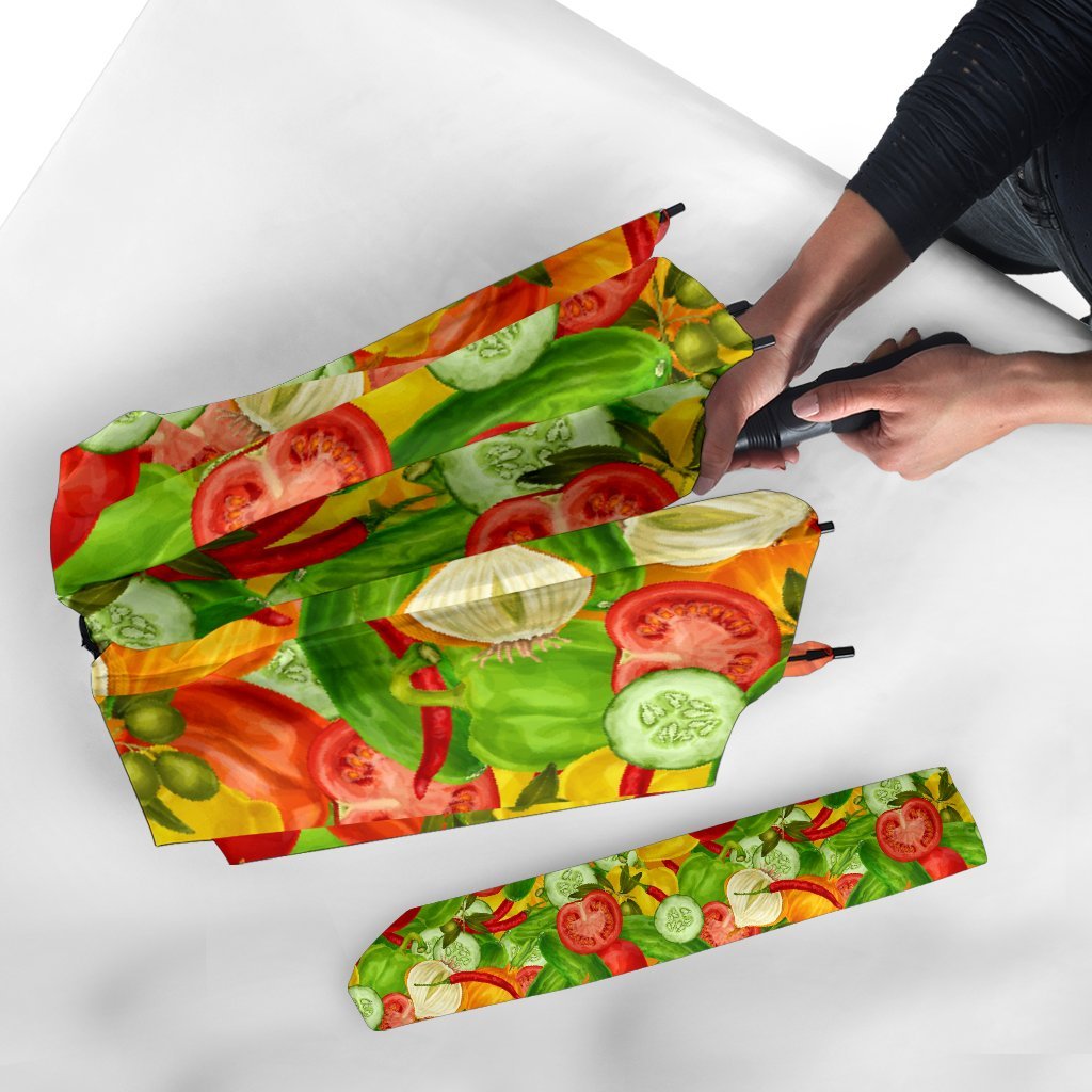 Vegan Colorful Pattern Print Automatic Foldable Umbrella-grizzshop