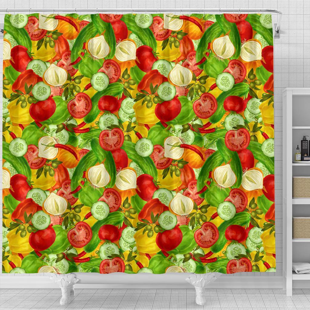 Vegan Colorful Pattern Print Bathroom Shower Curtain-grizzshop