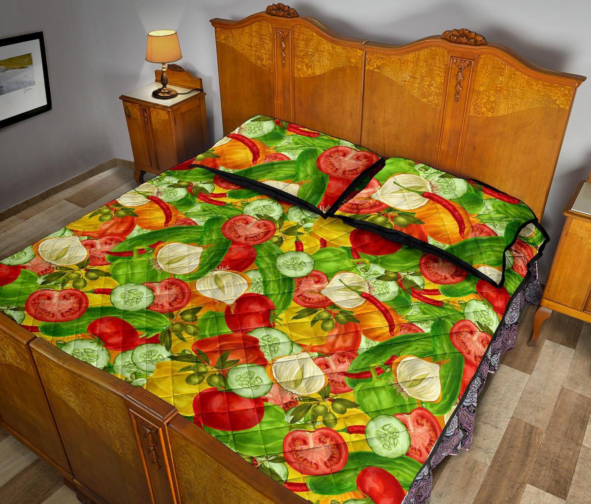 Vegan Colorful Pattern Print Bed Set Quilt-grizzshop