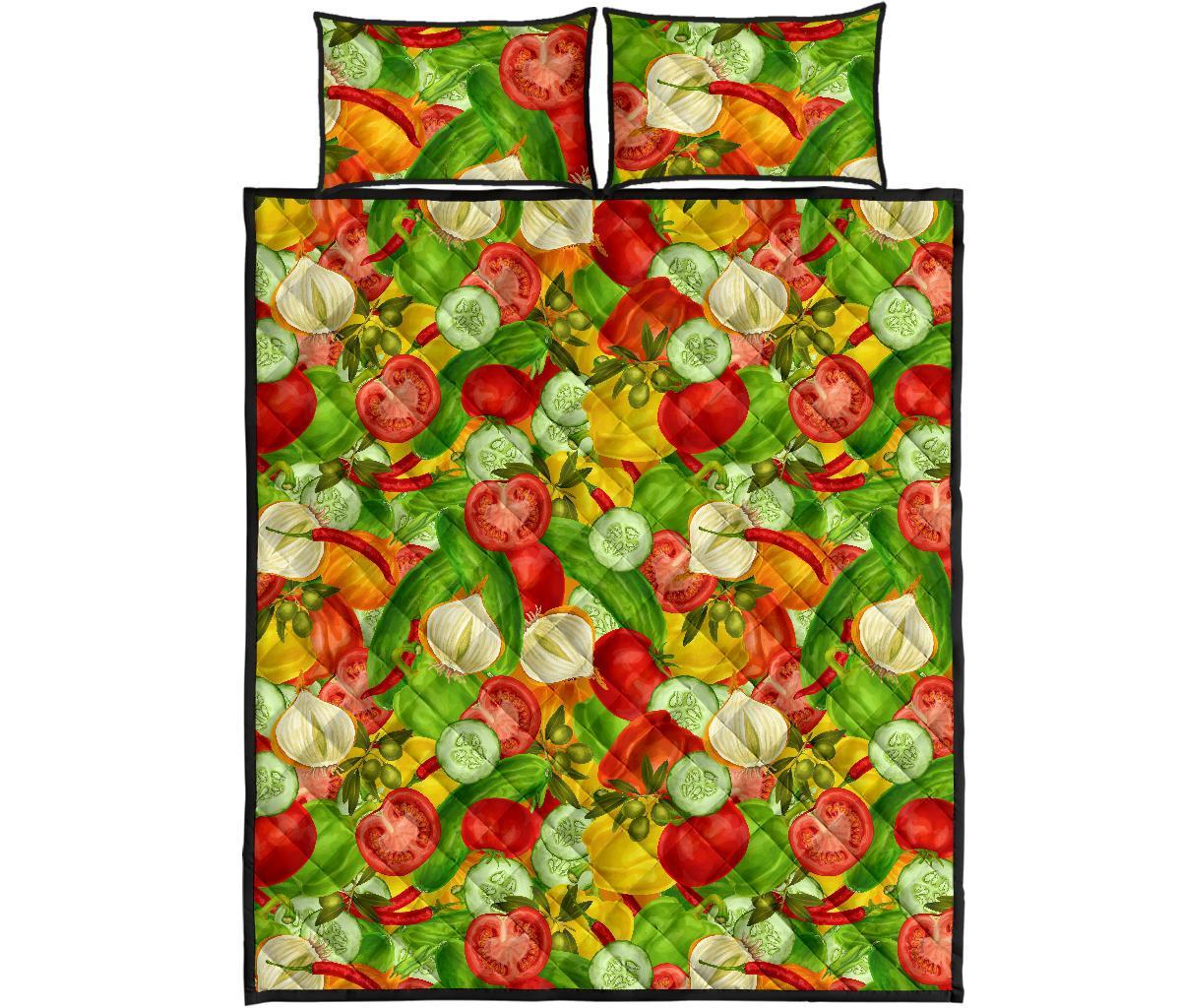 Vegan Colorful Pattern Print Bed Set Quilt-grizzshop