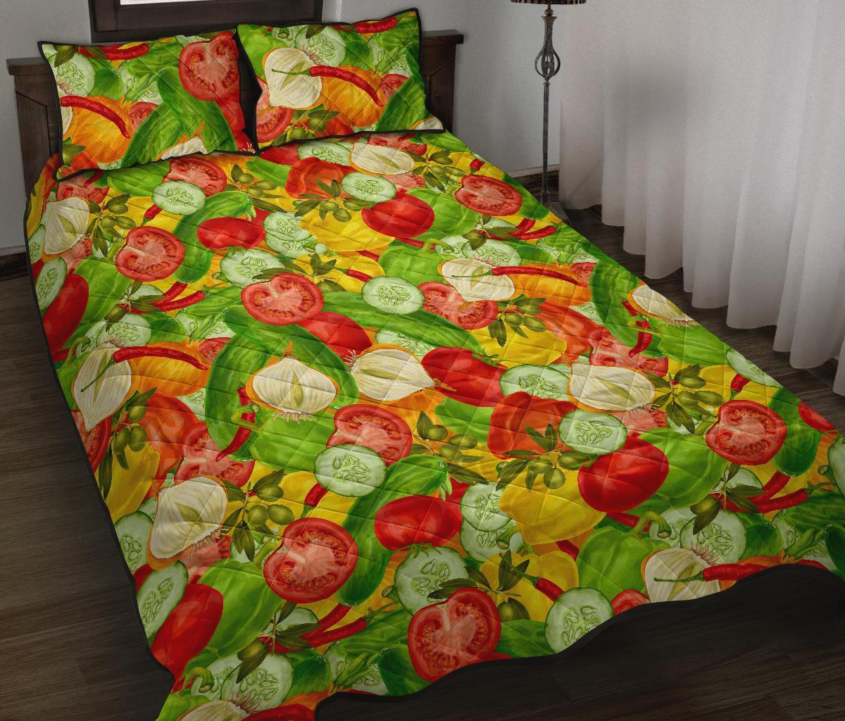 Vegan Colorful Pattern Print Bed Set Quilt-grizzshop