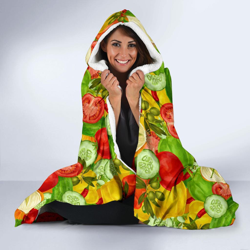 Vegan Colorful Pattern Print Hooded Blanket-grizzshop