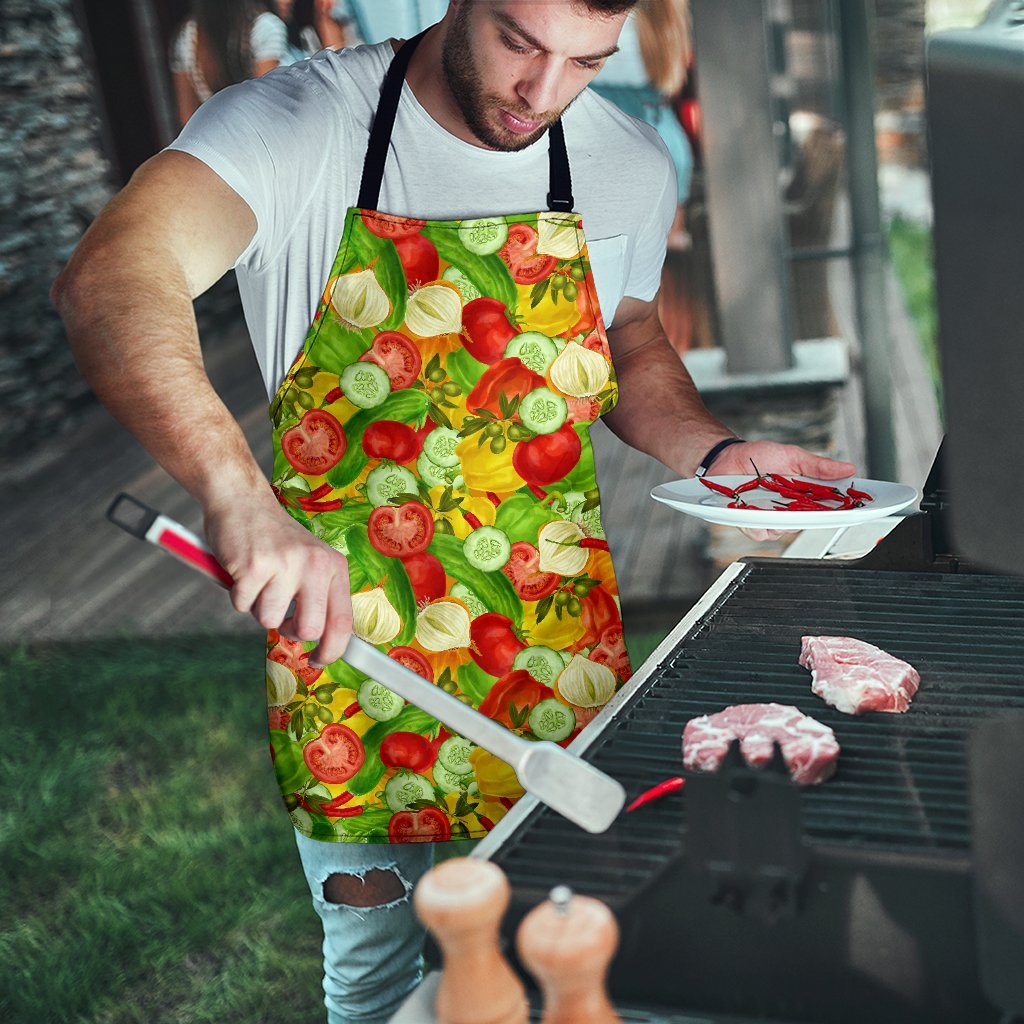 Vegan Colorful Pattern Print Men's Apron-grizzshop