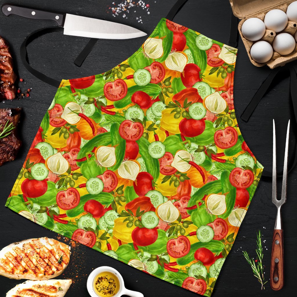 Vegan Colorful Pattern Print Men's Apron-grizzshop