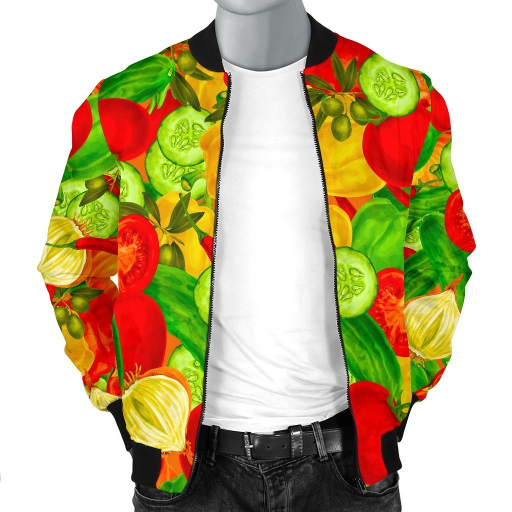 Vegan Colorful Pattern Print Men's Bomber Jacket-grizzshop