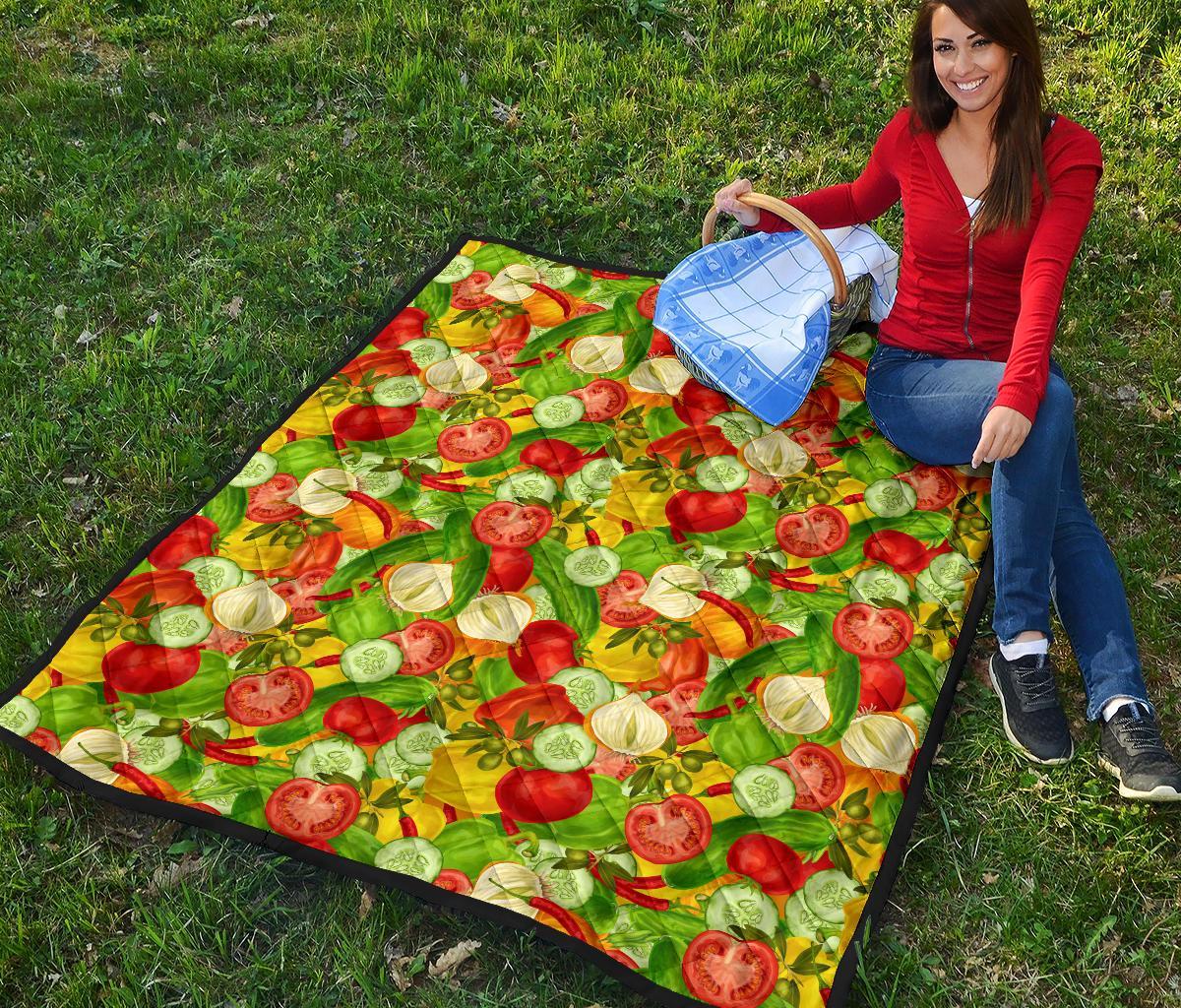Vegan Colorful Pattern Print Quilt-grizzshop