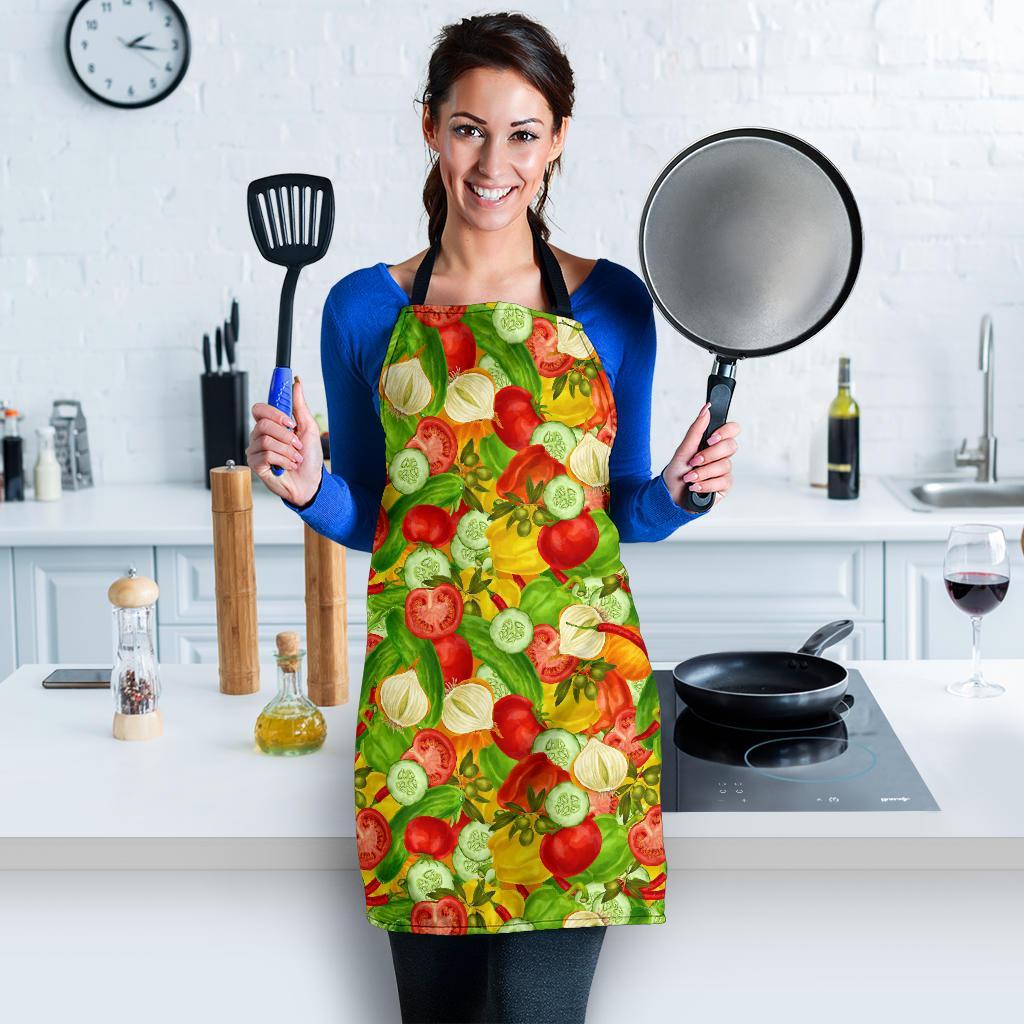 Vegan Colorful Pattern Print Women's Apron-grizzshop