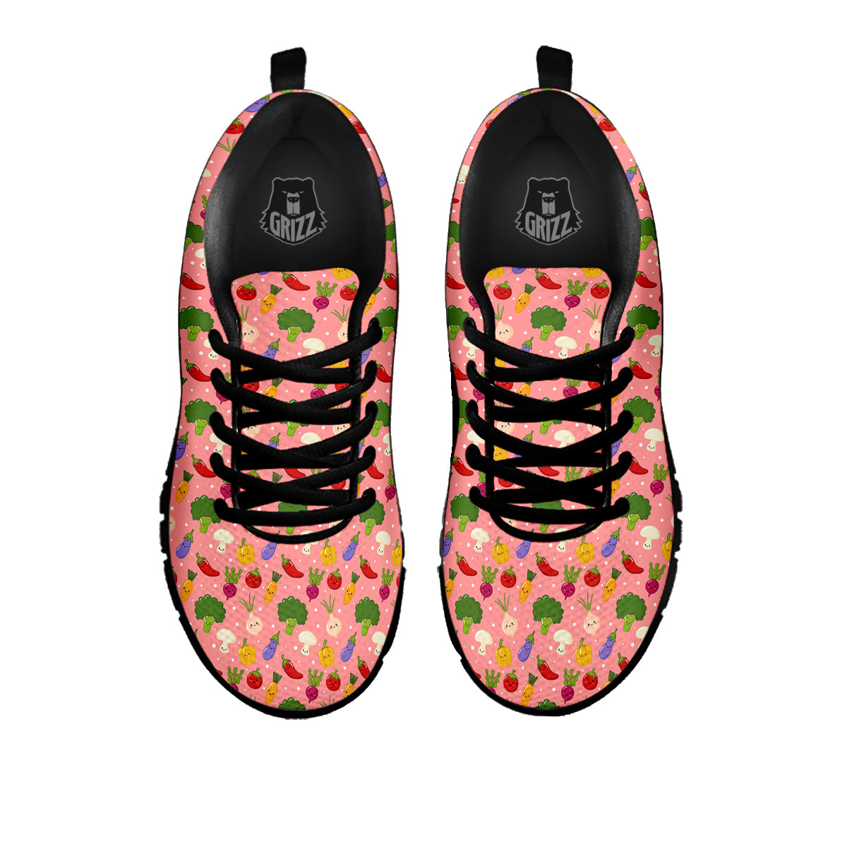 Vegan Cute Print Pattern Black Sneaker-grizzshop