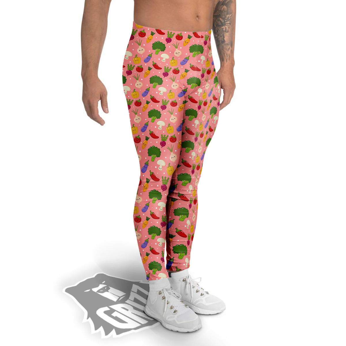 Vegan Cute Print Pattern Men's Leggings-grizzshop