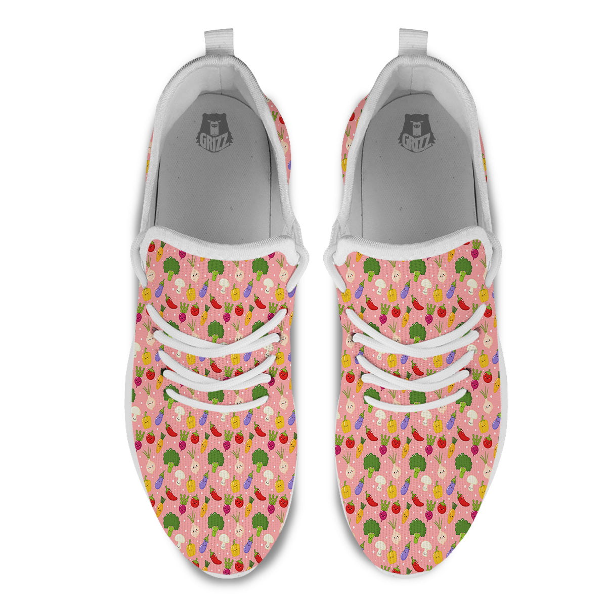 Vegan Cute Print Pattern White Athletic Shoes-grizzshop