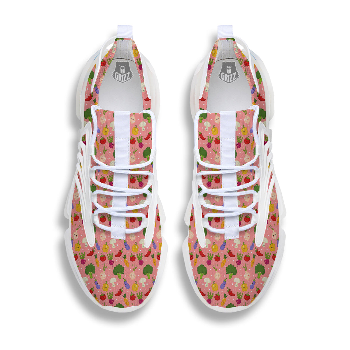Vegan Cute Print Pattern White Gym Shoes-grizzshop