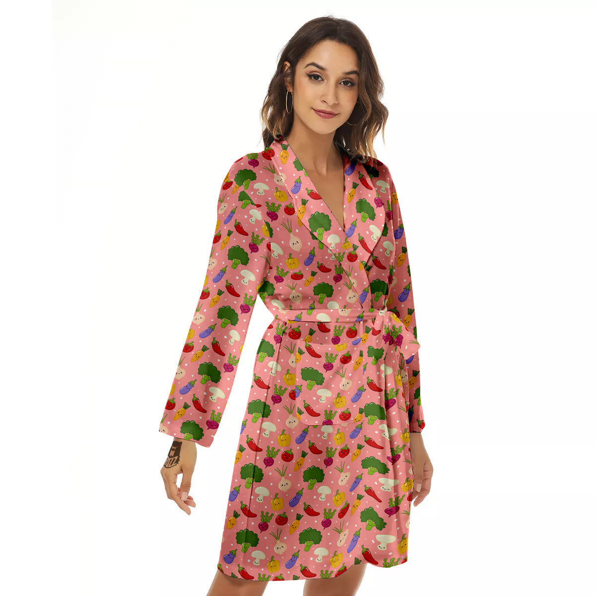 Vegan Cute Print Pattern Women's Robe-grizzshop
