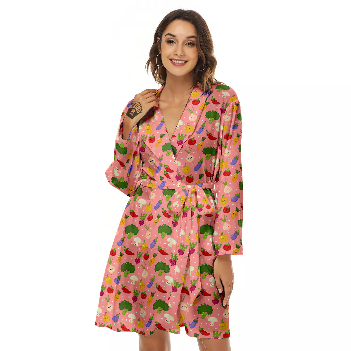Vegan Cute Print Pattern Women's Robe-grizzshop