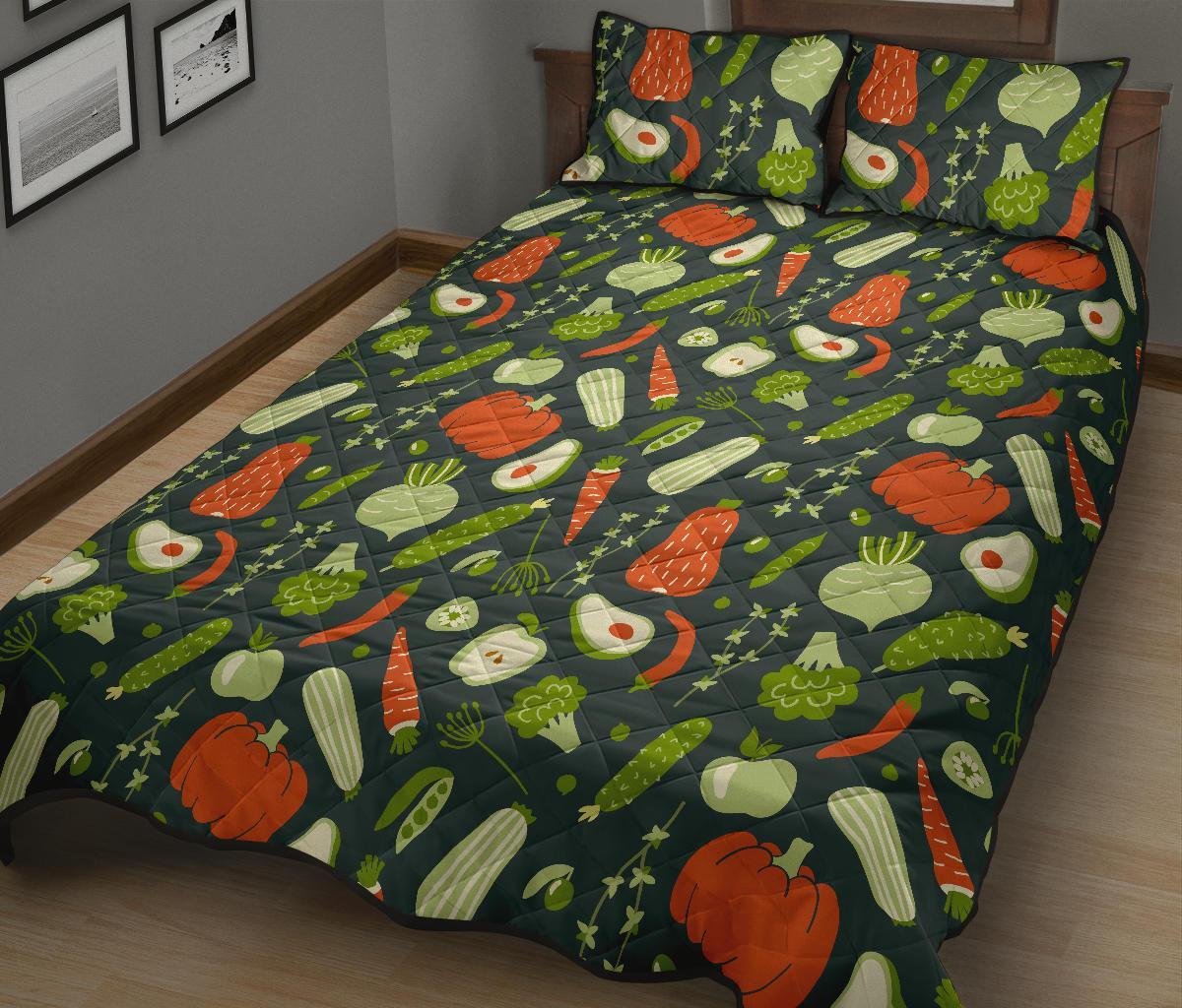 Vegan Pattern Print Bed Set Quilt-grizzshop