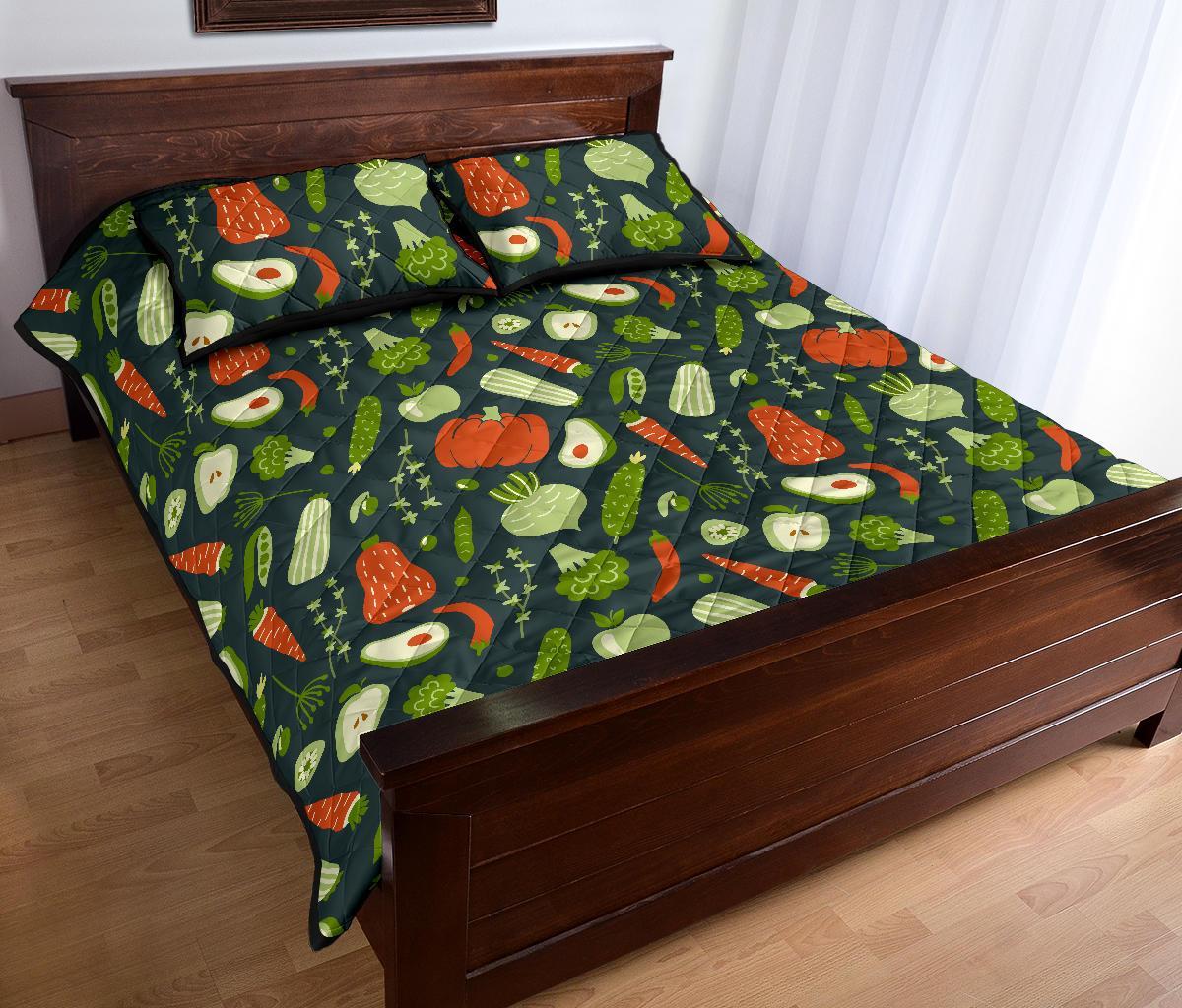 Vegan Pattern Print Bed Set Quilt-grizzshop
