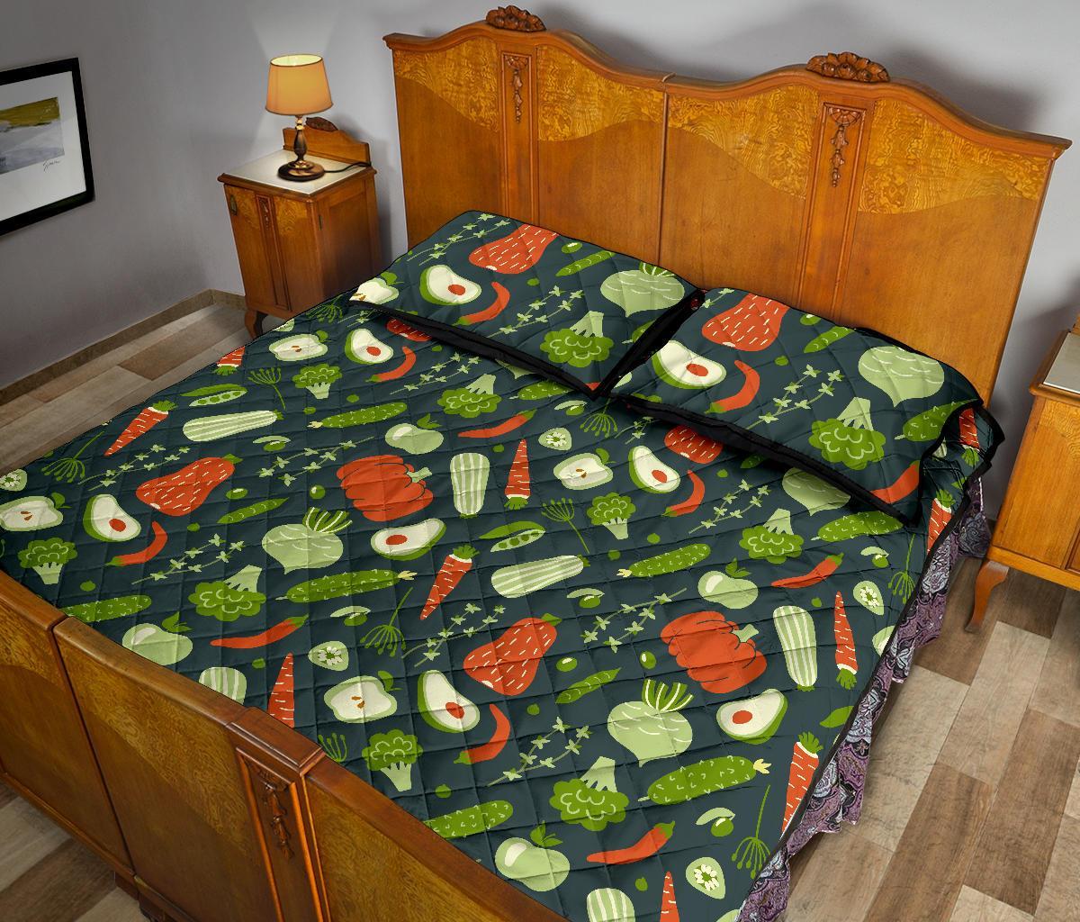 Vegan Pattern Print Bed Set Quilt-grizzshop