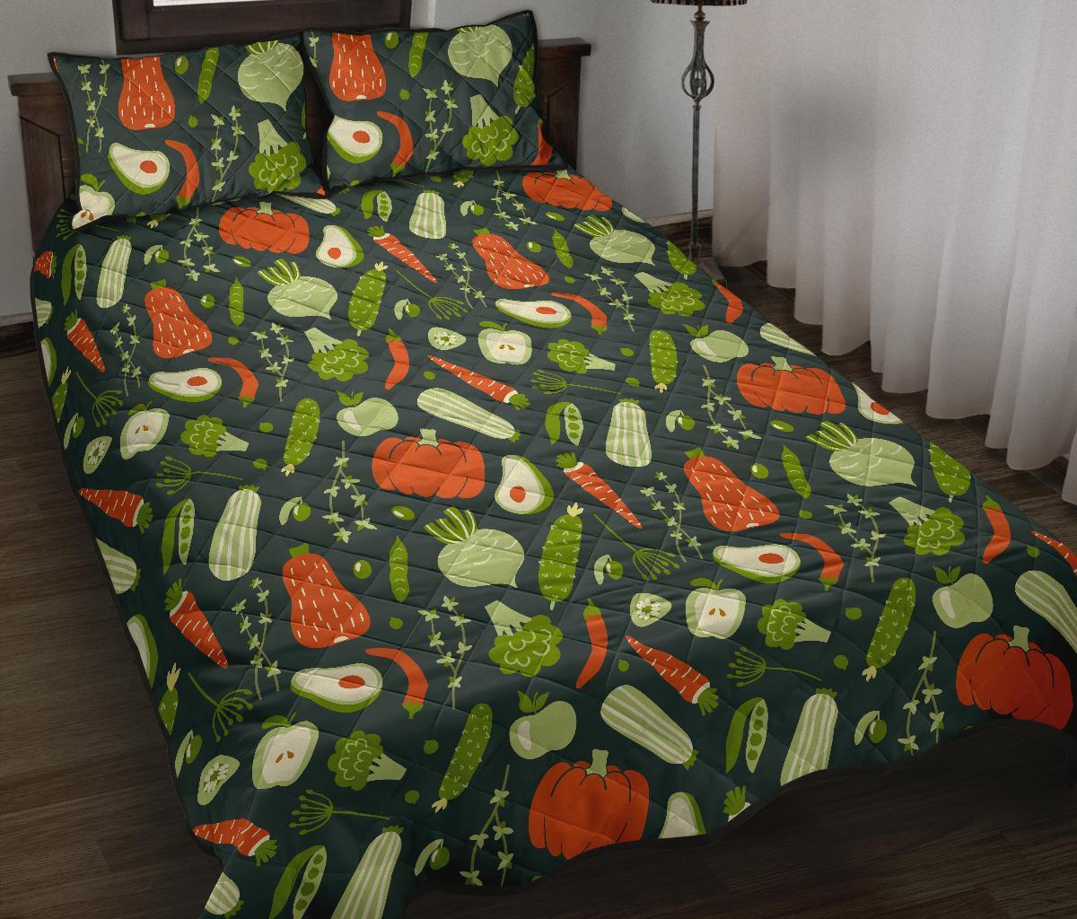 Vegan Pattern Print Bed Set Quilt-grizzshop