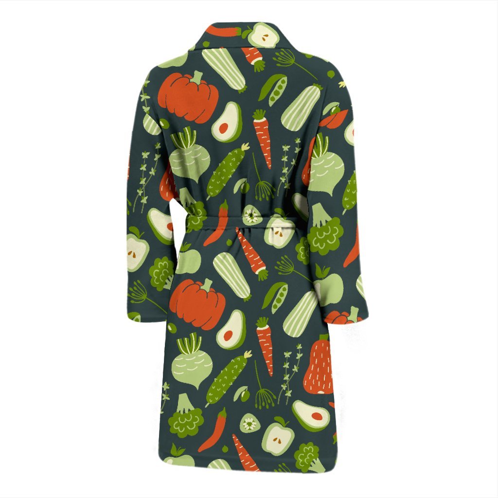Vegan Pattern Print Men Long Robe-grizzshop