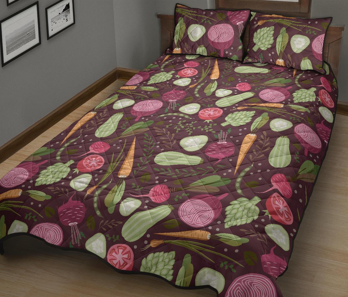 Vegan Print Pattern Bed Set Quilt-grizzshop