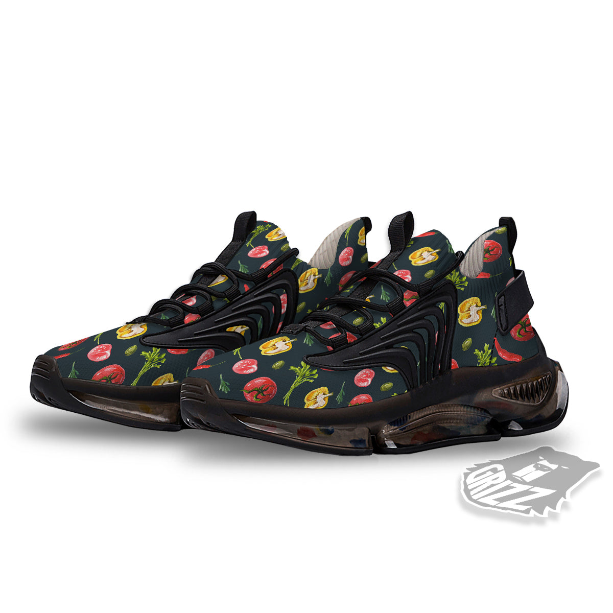 Vegan Watercolor Print Pattern Black Gym Shoes-grizzshop