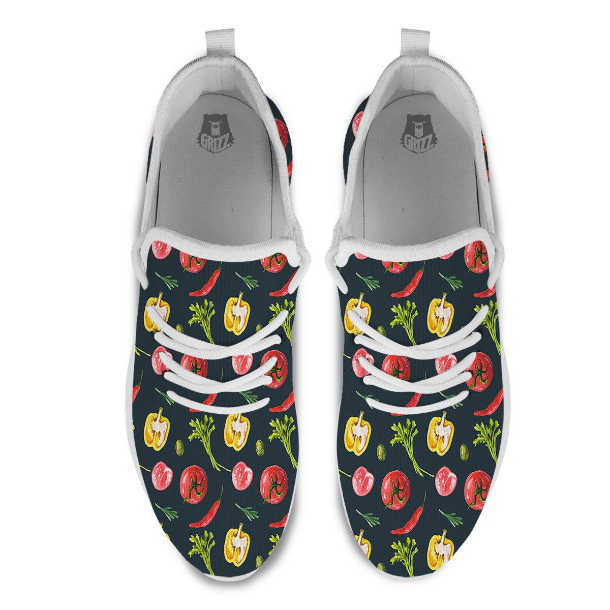 Vegan Watercolor Print Pattern White Athletic Shoes-grizzshop
