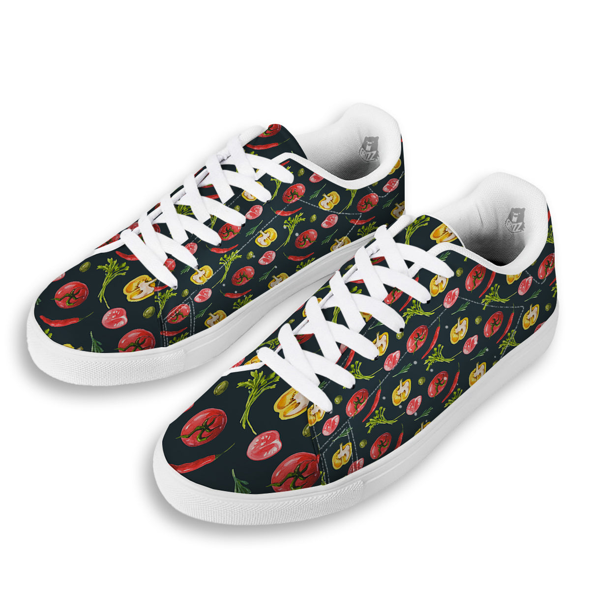 Vegan Watercolor Print Pattern White Low Top Sneakers-grizzshop
