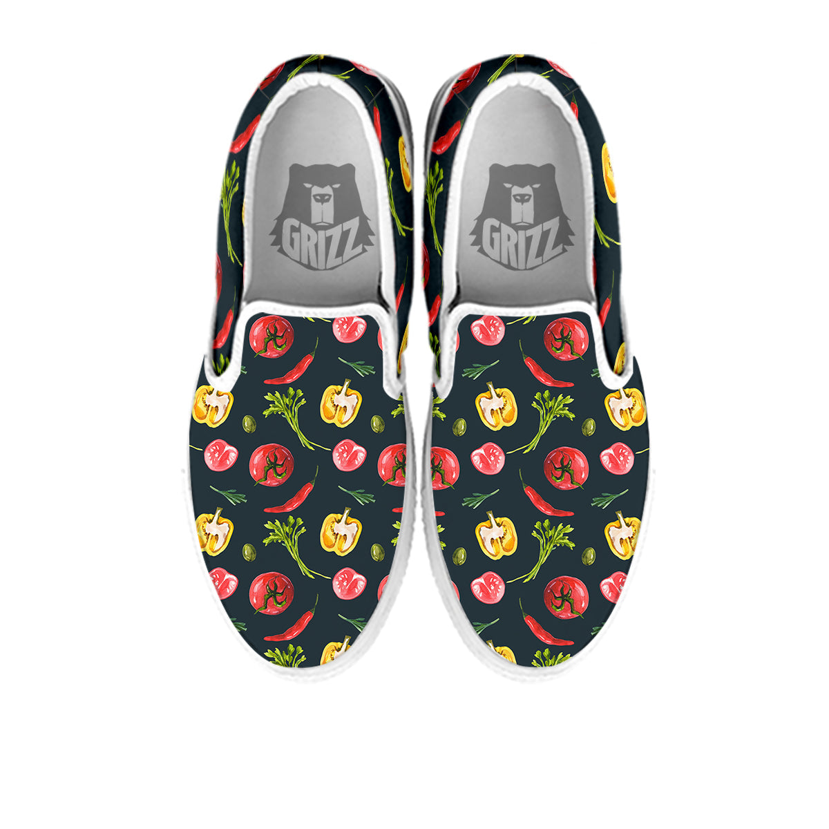 Vegan Watercolor Print Pattern White Slip On Shoes-grizzshop