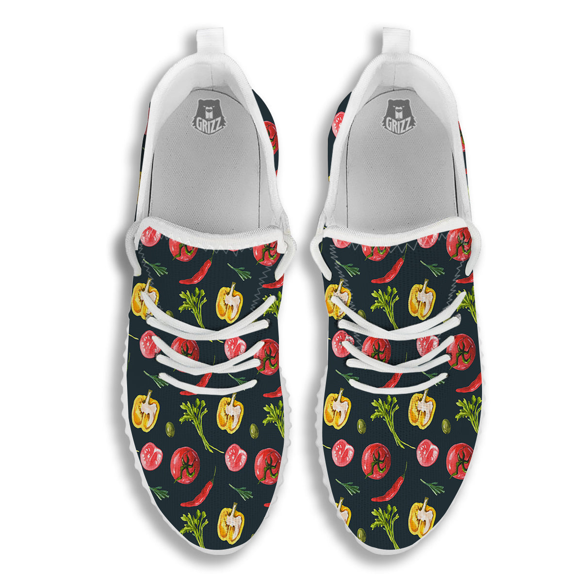 Vegan Watercolor Print Pattern White Walking Shoes-grizzshop