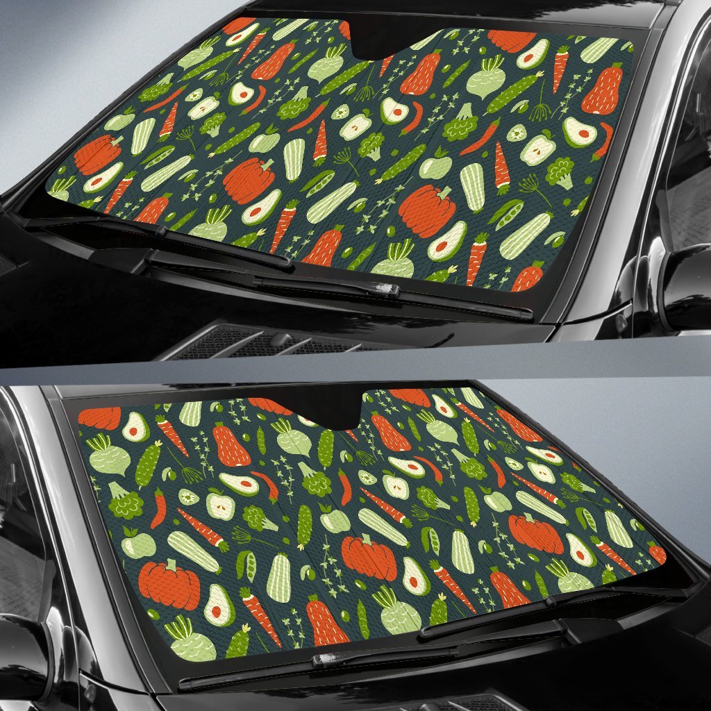 Vegan Pattern Print Car Sun Shade-grizzshop