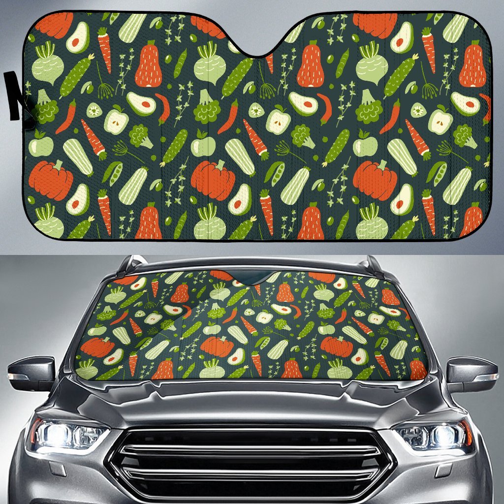 Vegan Pattern Print Car Sun Shade-grizzshop