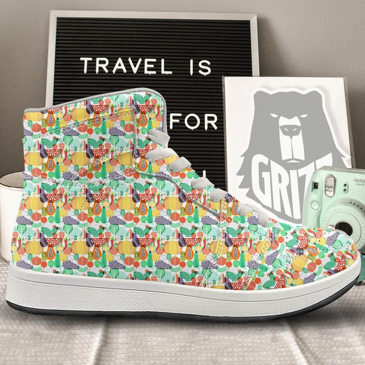 Vegetable Colorful Print Pattern High Top Sneakers-grizzshop