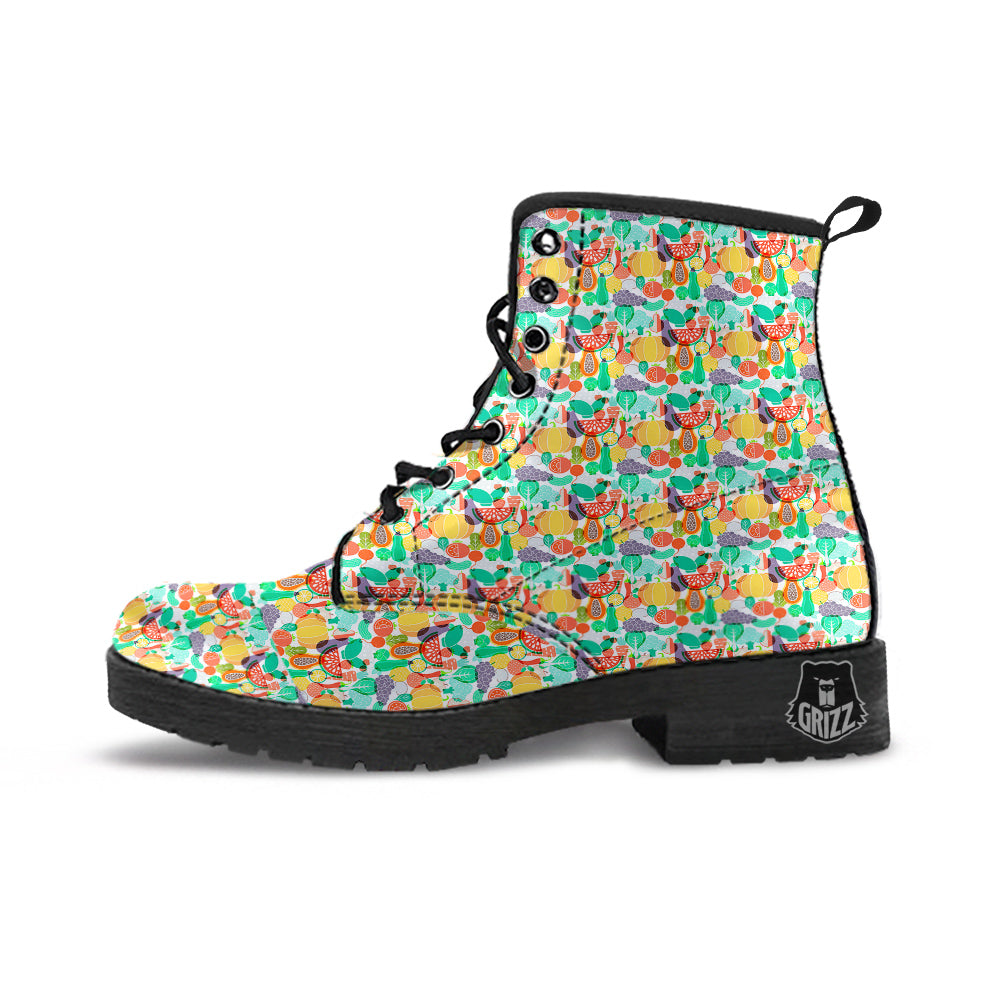 Vegetable Colorful Print Pattern Leather Boots-grizzshop