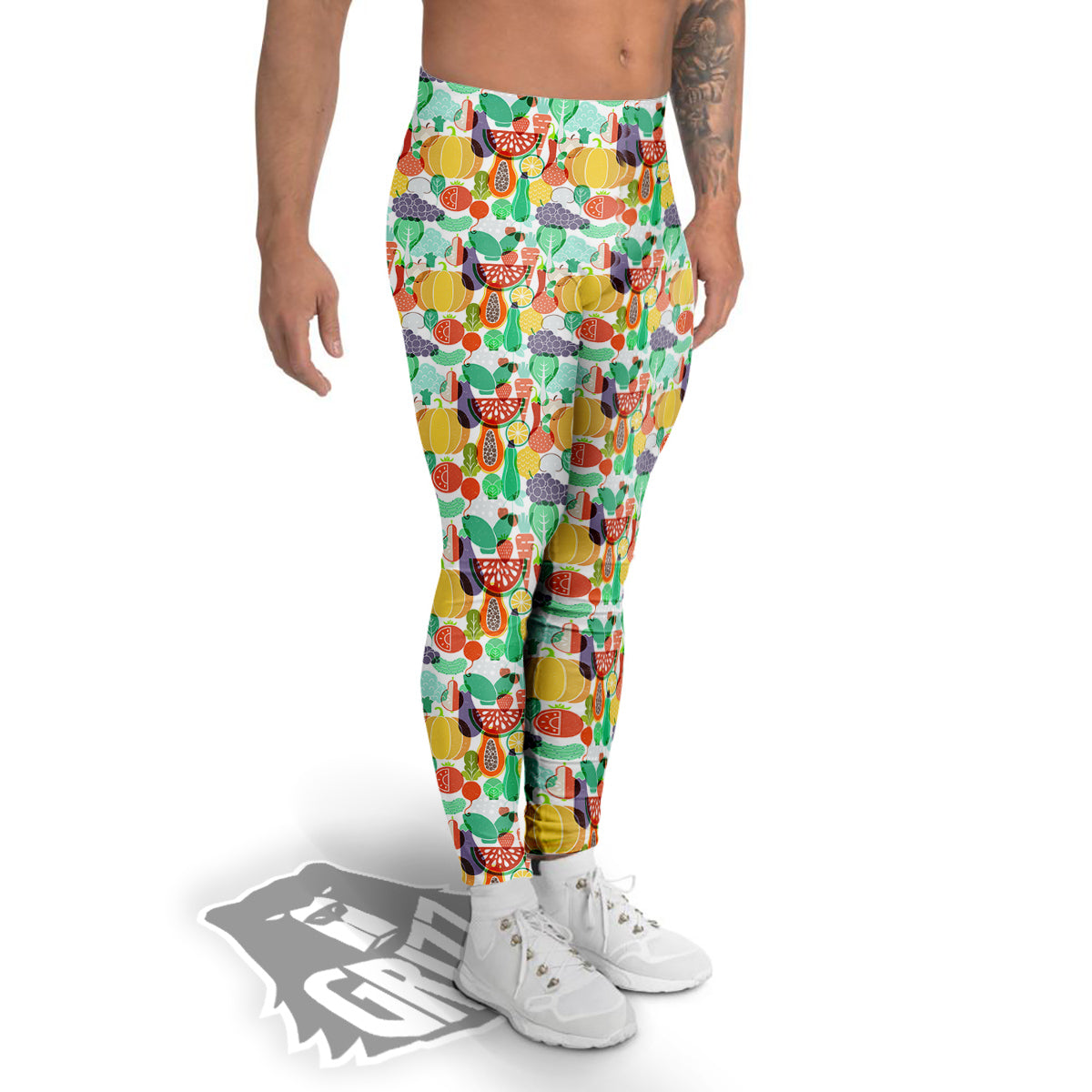 Vegetable Colorful Print Pattern Men's Leggings-grizzshop