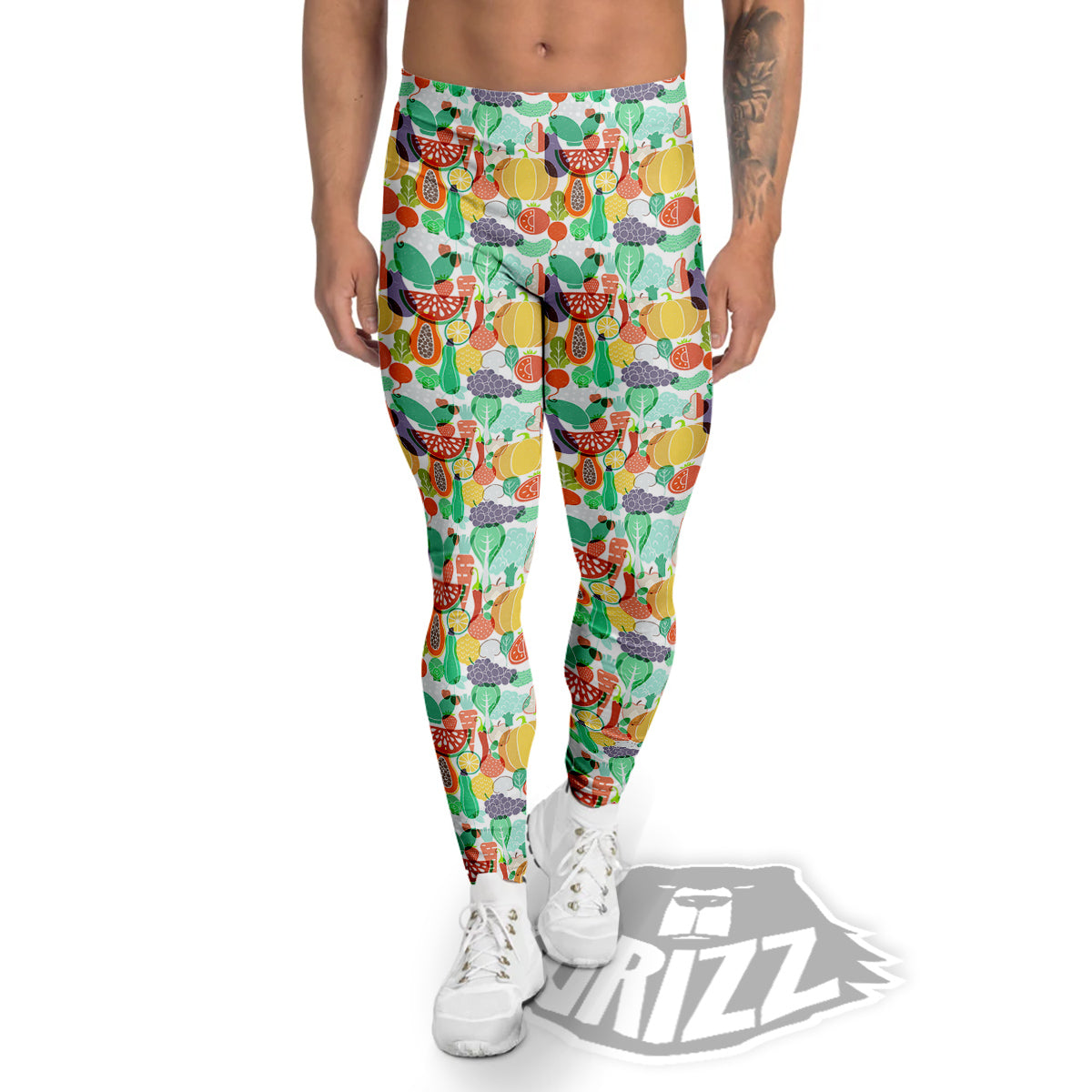 Vegetable Colorful Print Pattern Men's Leggings-grizzshop