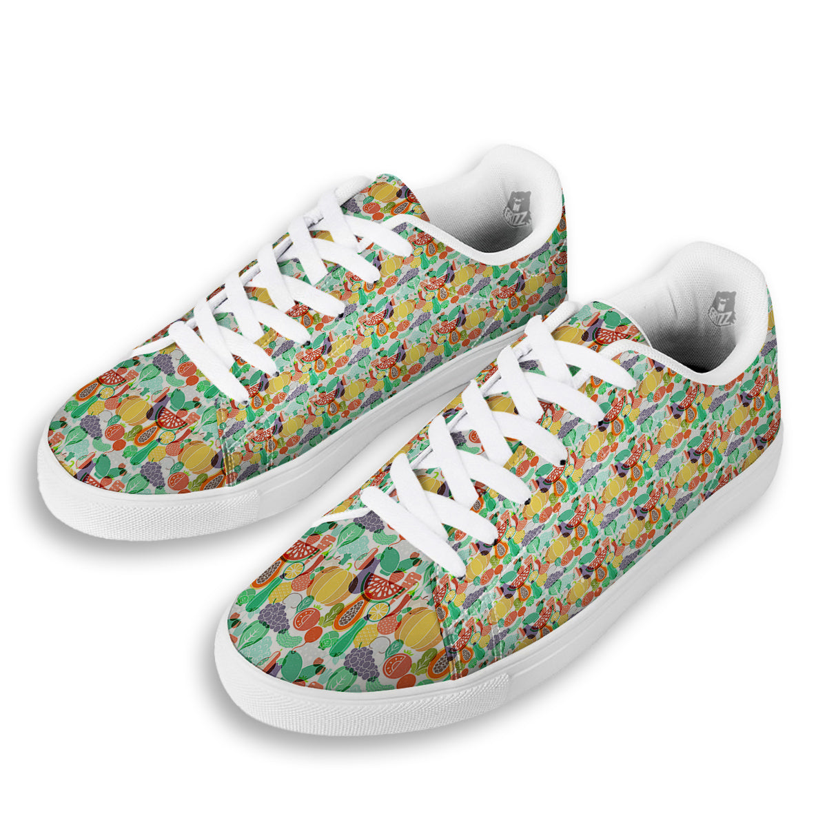 Vegetable Colorful Print Pattern White Low Top Sneakers-grizzshop