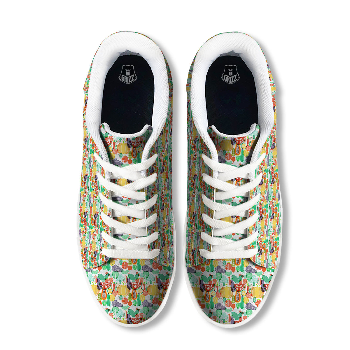 Vegetable Colorful Print Pattern White Low Top Sneakers-grizzshop