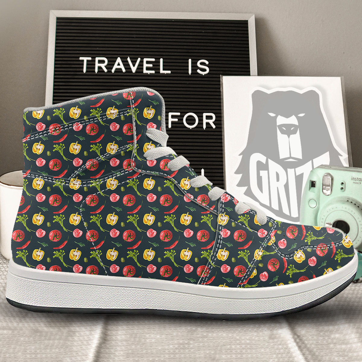 Vegetable Print Pattern High Top Sneakers-grizzshop
