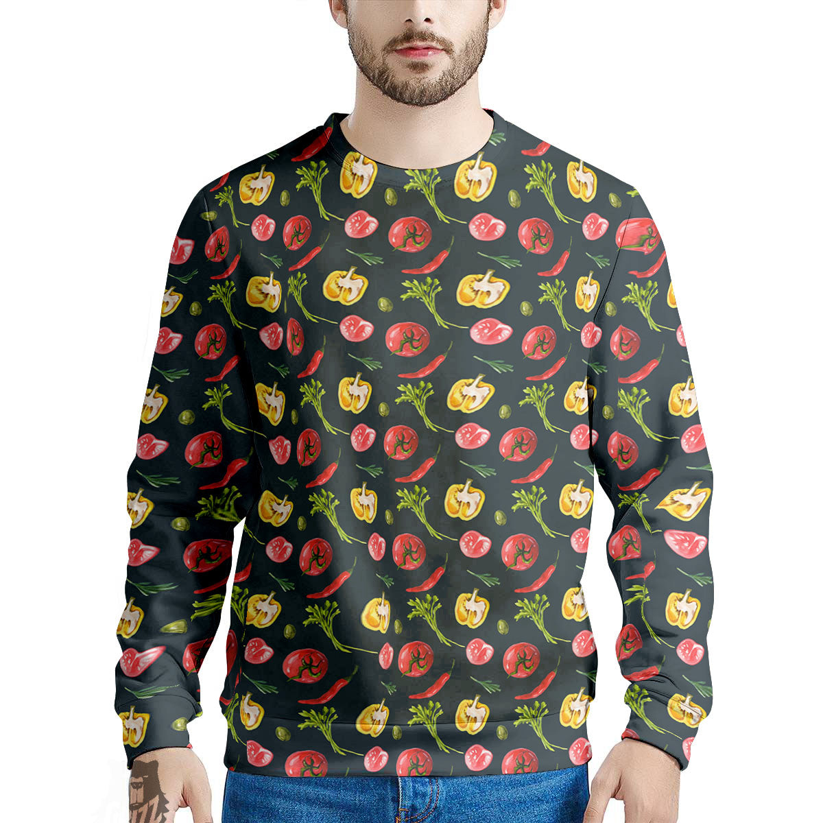 Vegetable Print Pattern Men's Sweatshirt-grizzshop