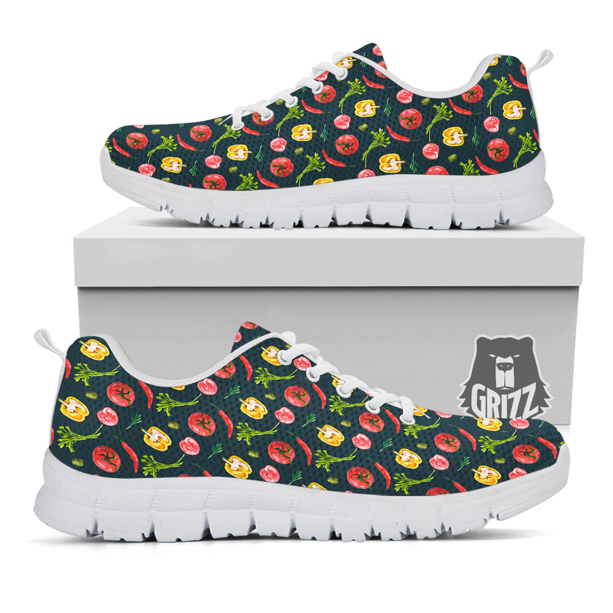 Vegetable Print Pattern White Sneaker-grizzshop