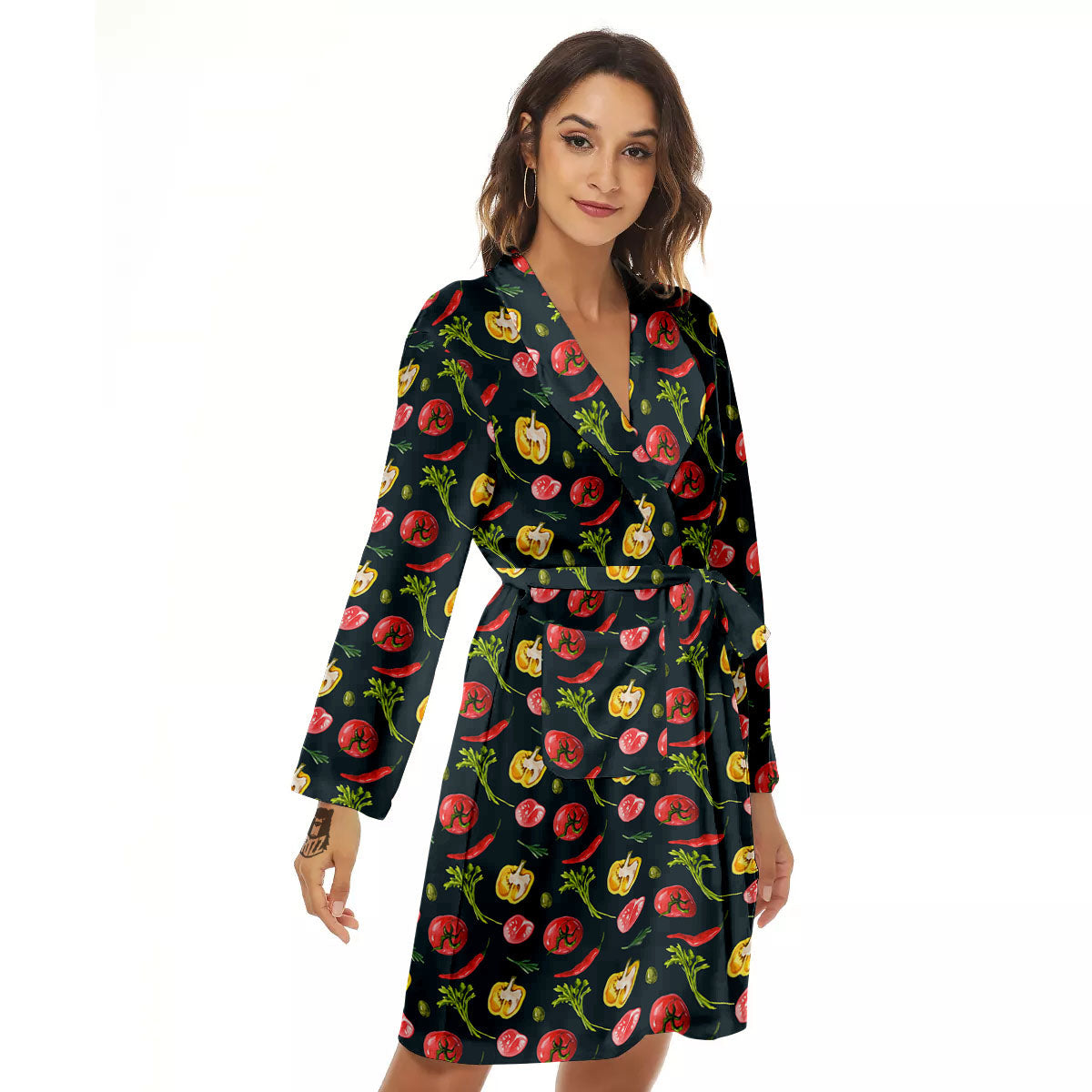 Vegetable Print Pattern Women's Robe-grizzshop