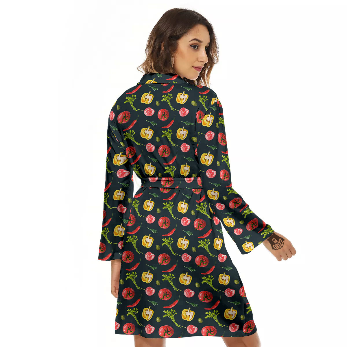 Vegetable Print Pattern Women's Robe-grizzshop