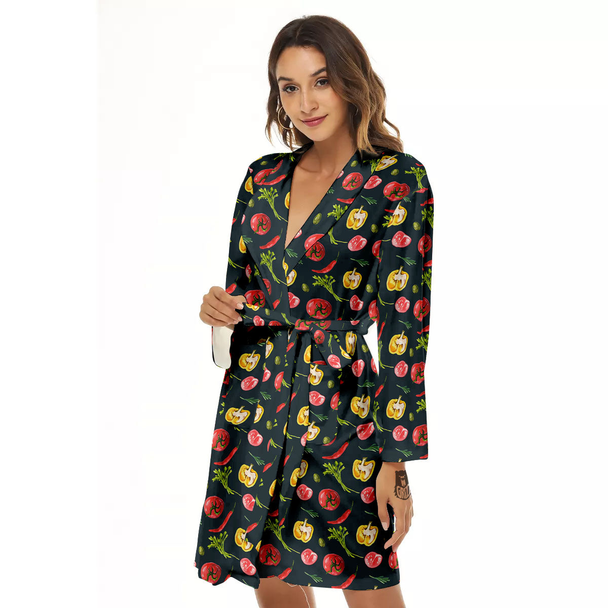 Vegetable Print Pattern Women's Robe-grizzshop
