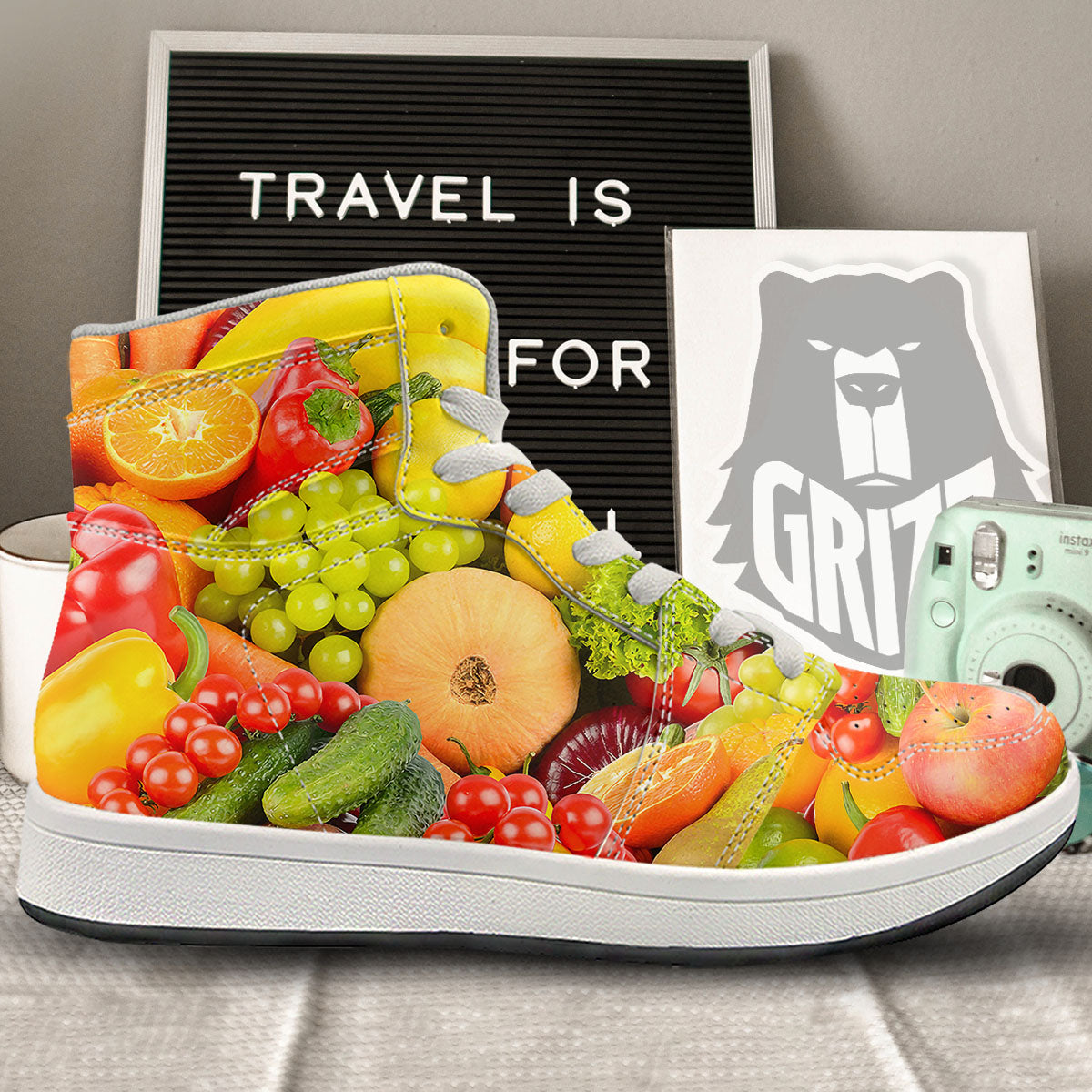 Vegetables And Fresh Fruits Print High Top Sneakers-grizzshop