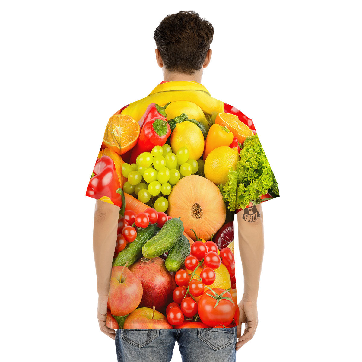 Vegetables And Fresh Fruits Print Men's Hawaiian Shirt-grizzshop