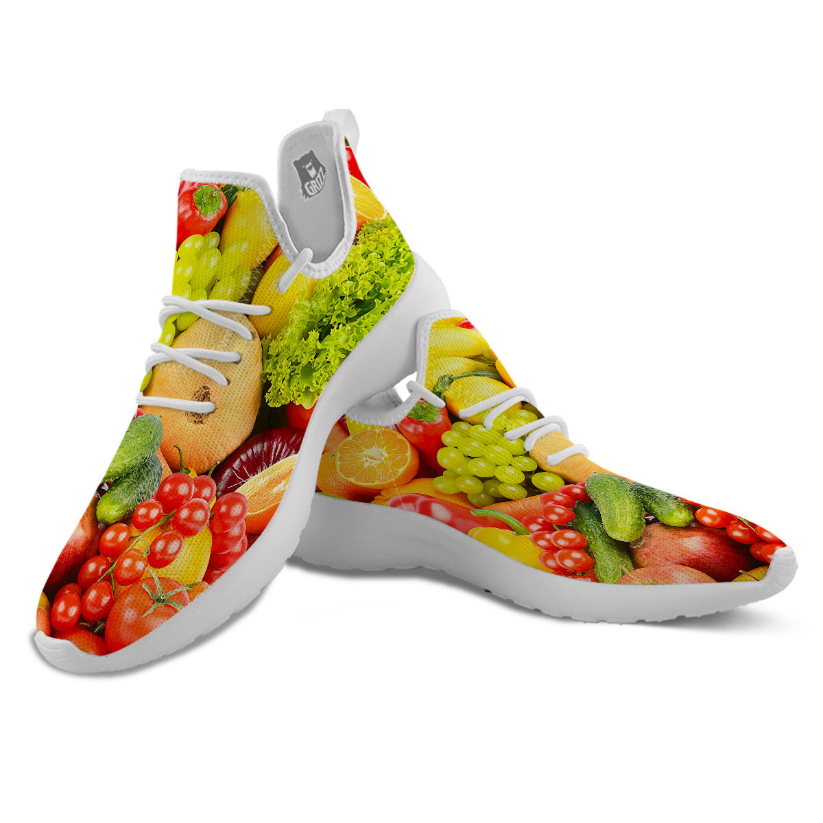 Vegetables And Fresh Fruits Print White Athletic Shoes-grizzshop