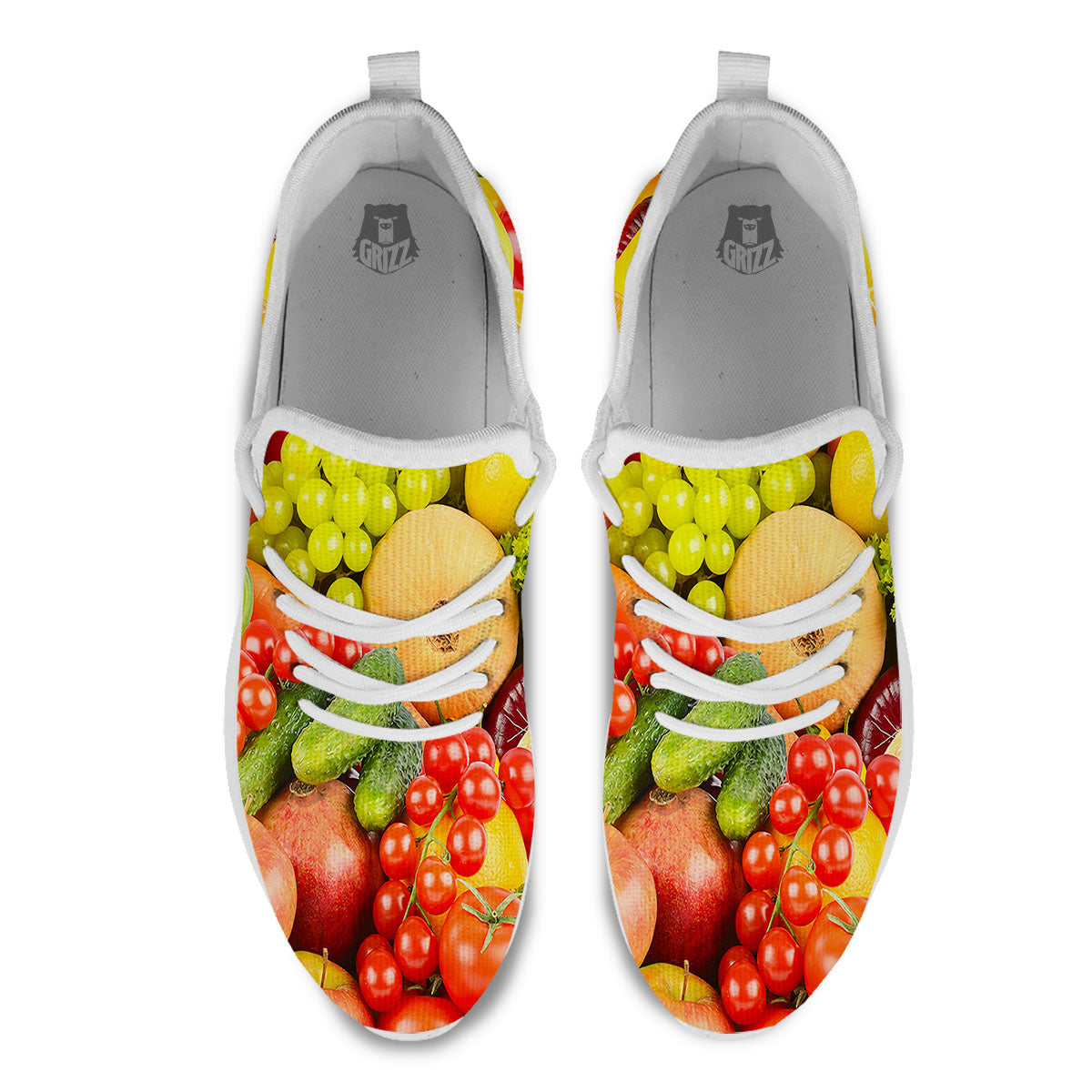 Vegetables And Fresh Fruits Print White Athletic Shoes-grizzshop