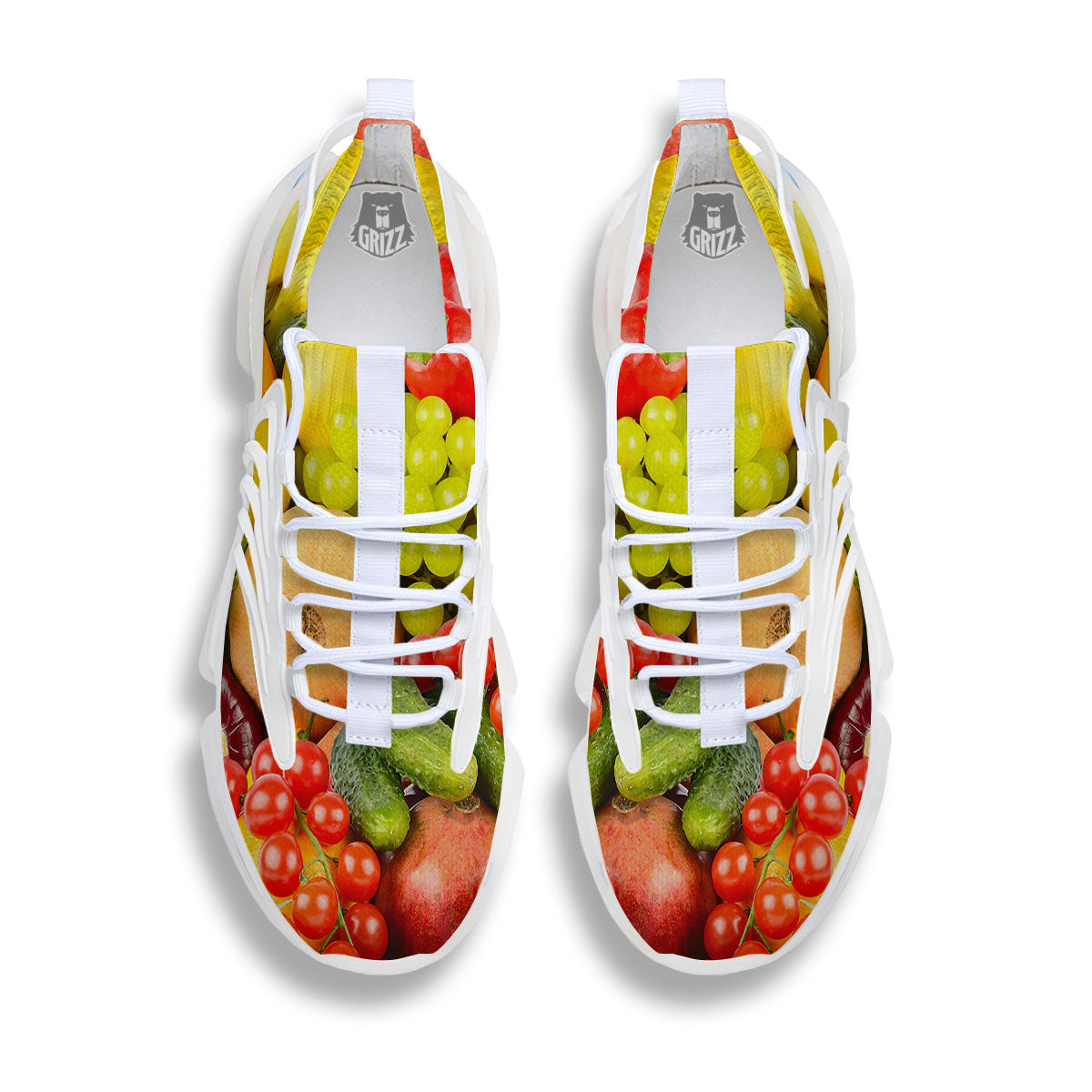 Vegetables And Fresh Fruits Print White Gym Shoes-grizzshop