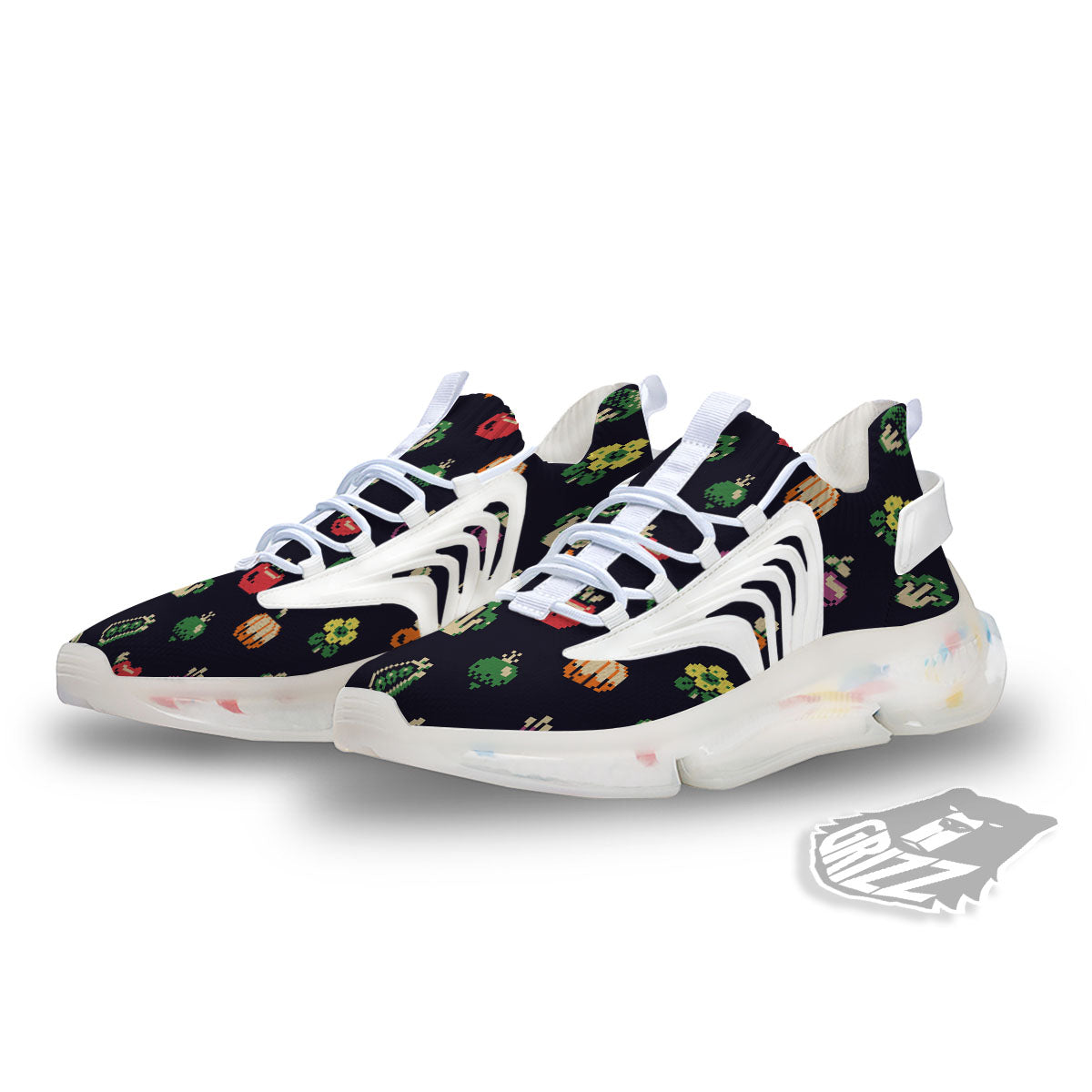 Vegetables Pixel Print Pattern White Gym Shoes-grizzshop