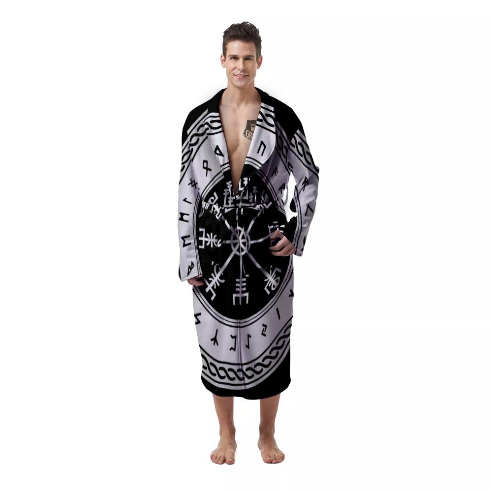 Vegvisir Viking Print Men's Robe-grizzshop
