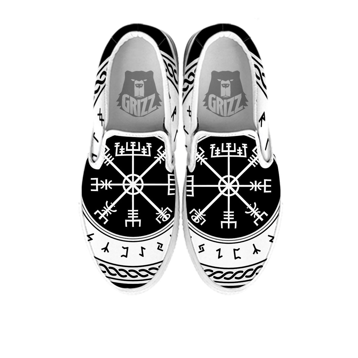 Vegvisir Viking Print White Slip On Shoes-grizzshop